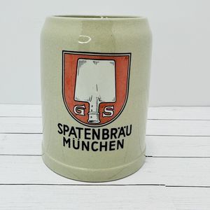 SPATENBRAU Munchen Beer Stein Stoneware 1/2L West Germany No LID Vintage